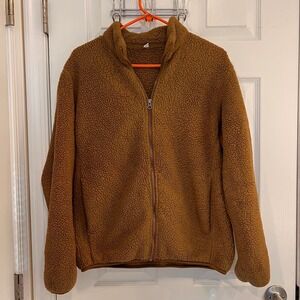 Uniqlo Women's‎ Brown Fleece Zip Up Sherpa Teddy Coat Jacket